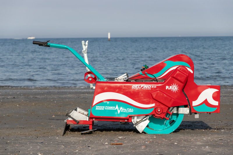 electric beach cleaner, beach cleaner, walk behind beach cleaner, robot beach cleaner
