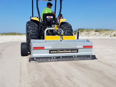 Beach Cleaner, Beach Cleaning Equipment, Beach cleaning machine, tractor beach cleaner, beach cleaner for sale, surf rake, arena stones removed
